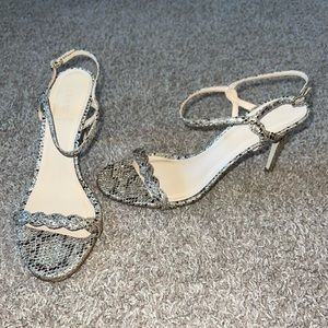 J. Crew Glitter Animal Print Ankle Strap Heels